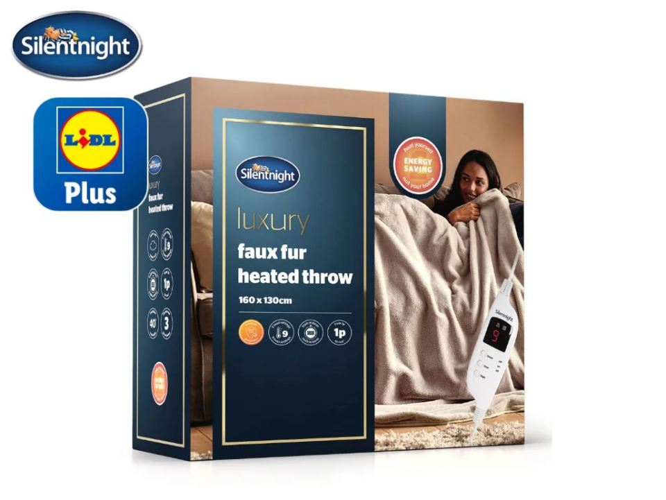 Box of Silentnight luxury faux fur heated throw (160 x 130cm).