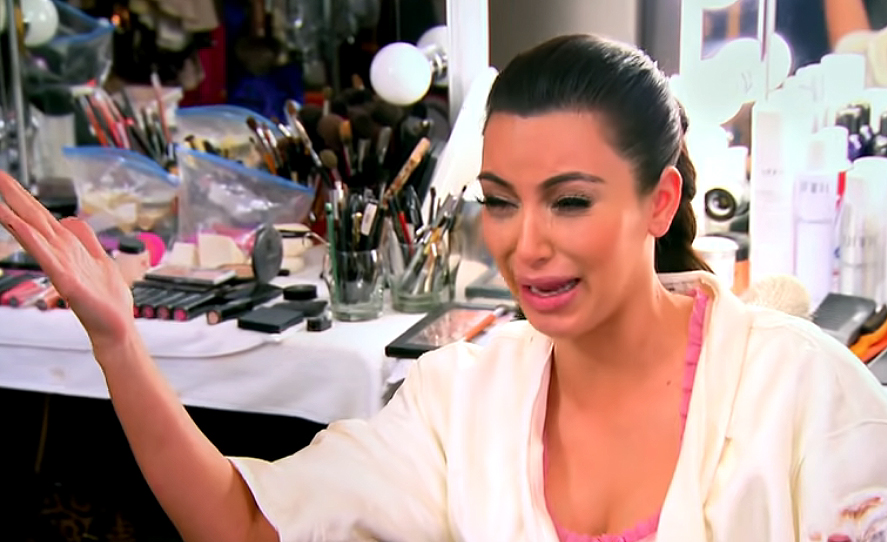 Kim Kardashian crying.