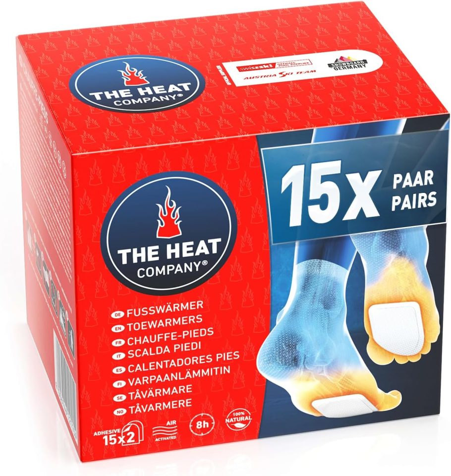 Box of 15 pairs of The Heat Company toe warmers.