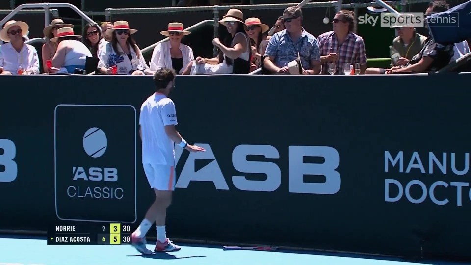 Norrie was quick to apologise to the fan, who was unharmed following the incident