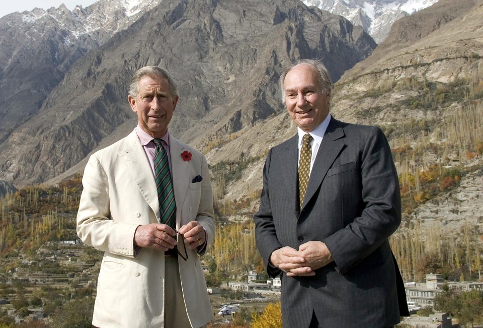 Prince Charles and the Aga Khan in Pakistan.