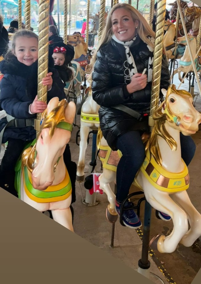 Paris and Tyson Fury's children riding a carousel at Disneyland Paris.