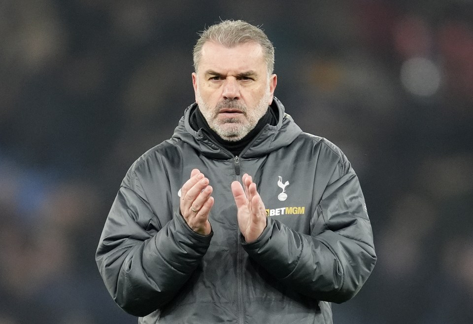 Ange Postecoglou, Tottenham Hotspur manager, clapping.