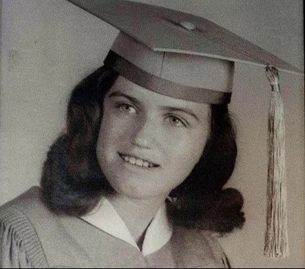 Black and white graduation photo of Edwarda O'Bara.