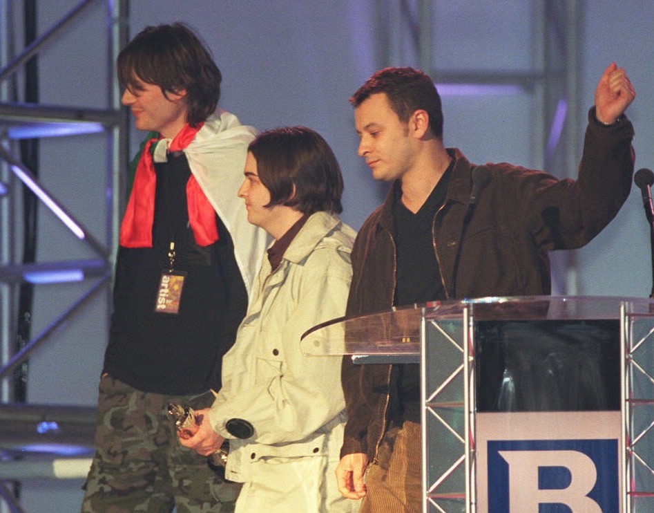 The Manic Street Preachers accepting a Brit Award.