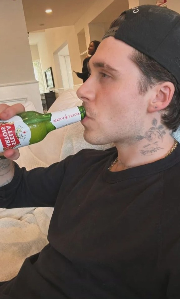 Brooklyn Beckham drinking Stella Artois.