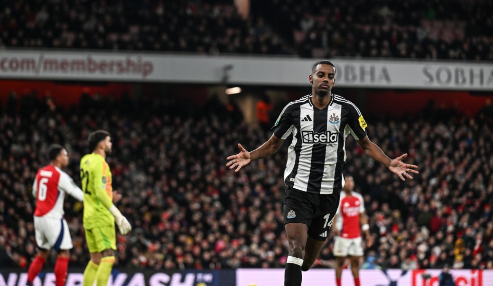 Alexander Isak of Newcastle United celebrating a goal.