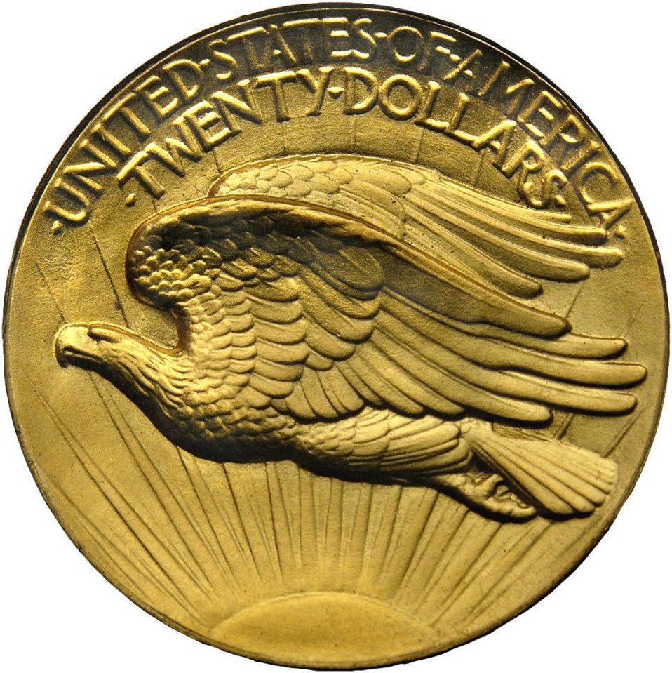 Obverse of a 1933 Double Eagle gold coin.