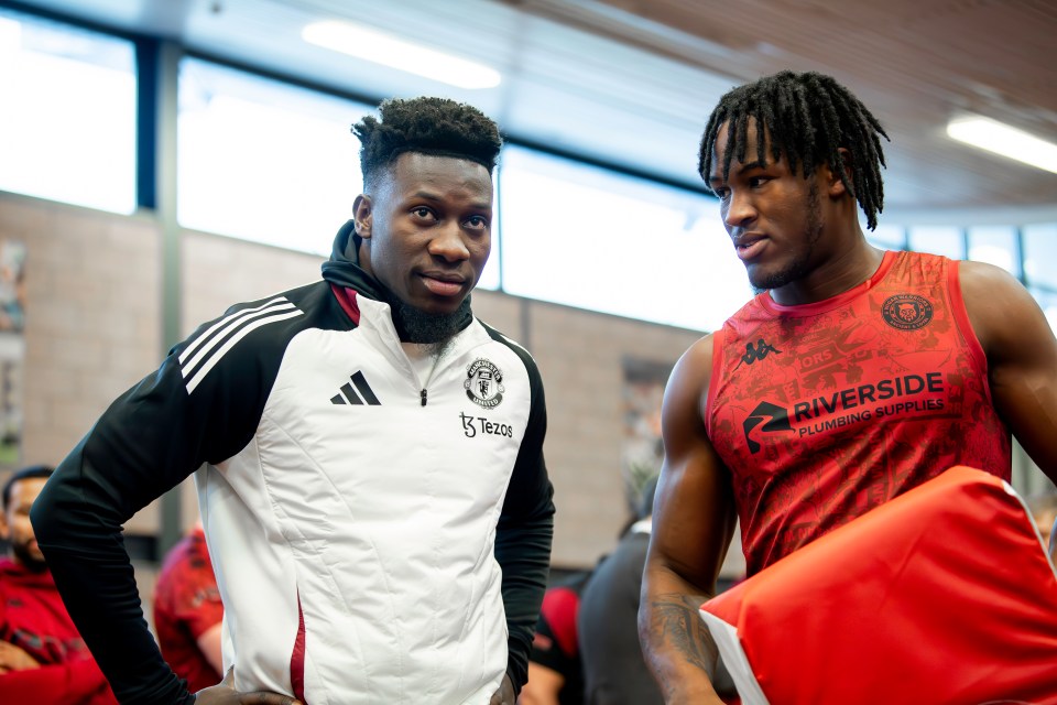 Andre Onana and Junior Nsemba at a meeting.