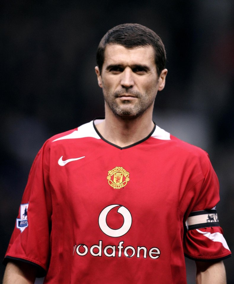 Roy Keane in a Manchester United jersey.