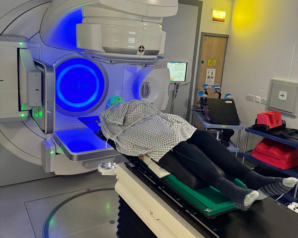 A cancer patient undergoing radiotherapy.