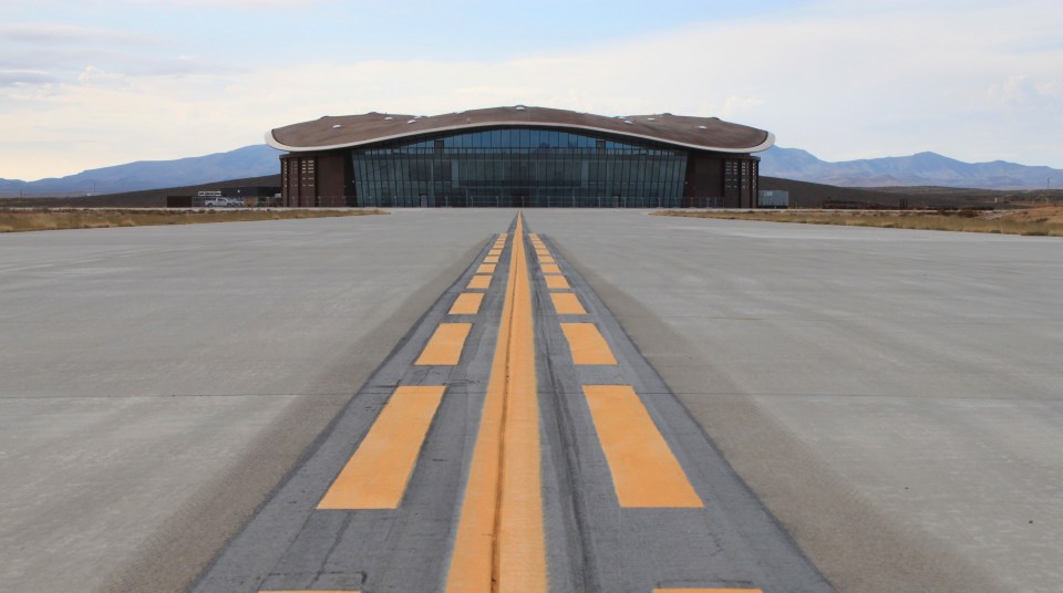 Taxiway leading to a hangar at Spaceport America.