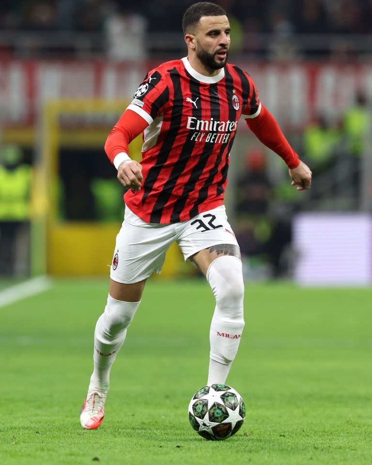 Kyle Walker of AC Milan playing soccer.