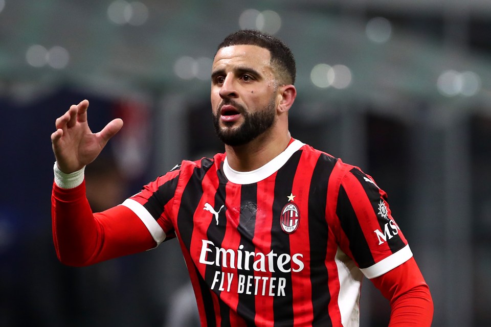 Kyle Walker of AC Milan during a UEFA Champions League match.