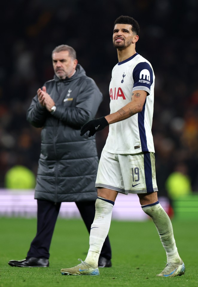 Dominic Solanke of Tottenham Hotspur after a soccer match.