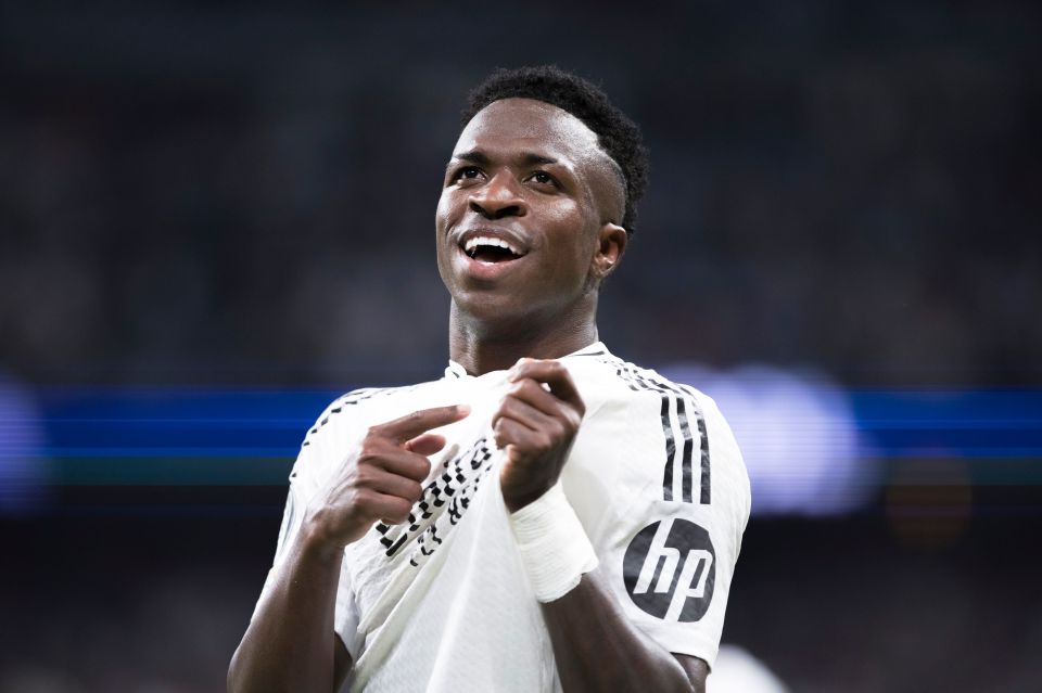 Vinicius Jr of Real Madrid celebrating a goal.