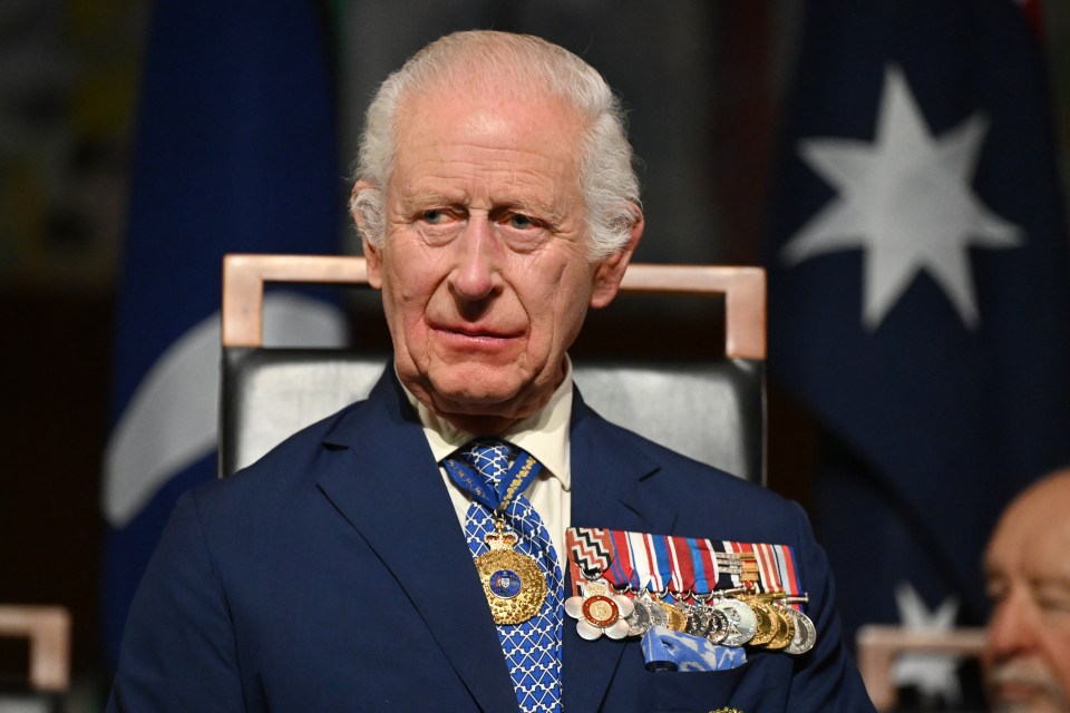 King Charles III at an official visit to the Australian Parliament.