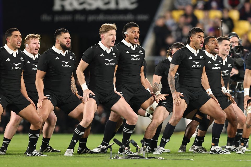 New Zealand All Blacks performing the haka.