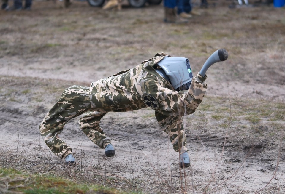 Fiber-optically controlled drone disguised as a dog.