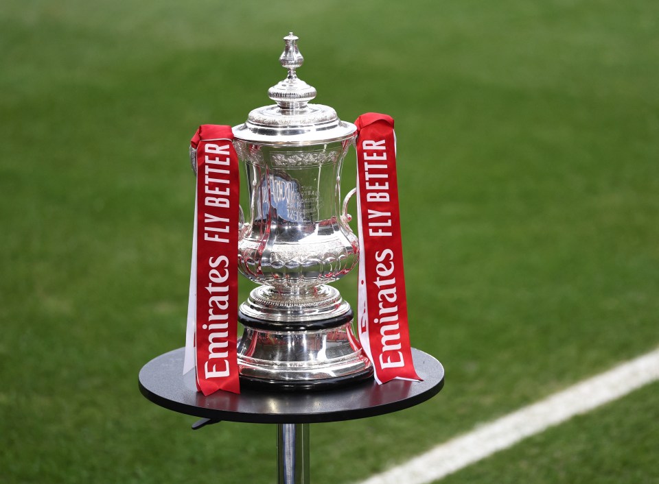 FA Cup trophy on display.