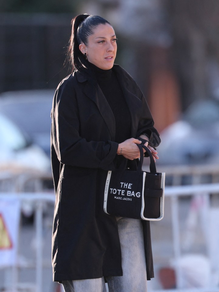 Jennifer Hermoso and her lawyer arriving at court in Madrid.