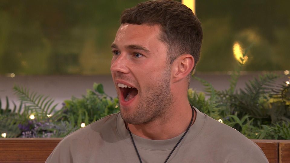 Curtis Pritchard from Love Island: All Stars reacting with surprise.