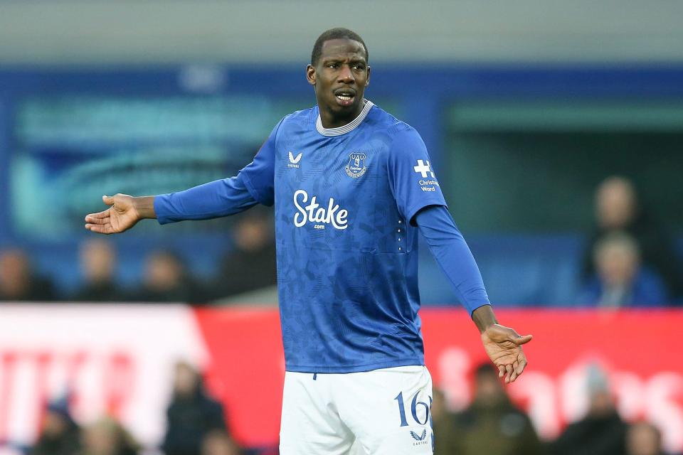 Abdoulaye Doucoure of Everton at a soccer match.