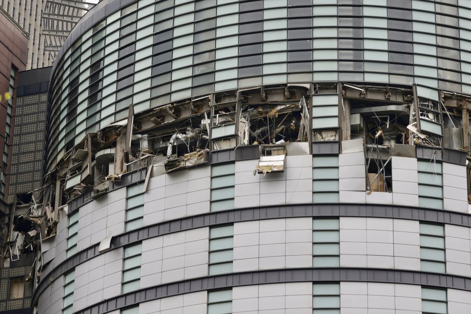 Damage to a department store building from a gas explosion.