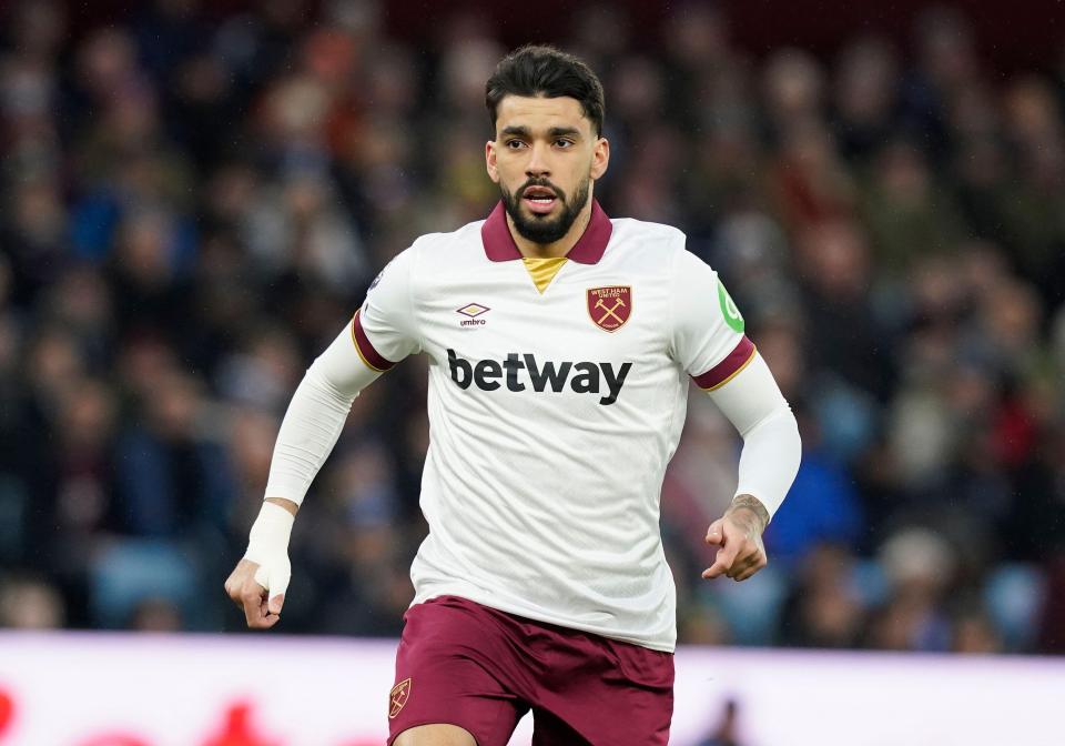 Lucas Paqueta of West Ham United playing in a Premier League match.