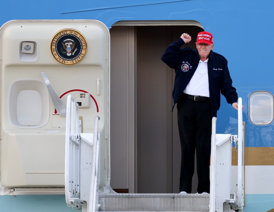 President Trump exiting Air Force One.