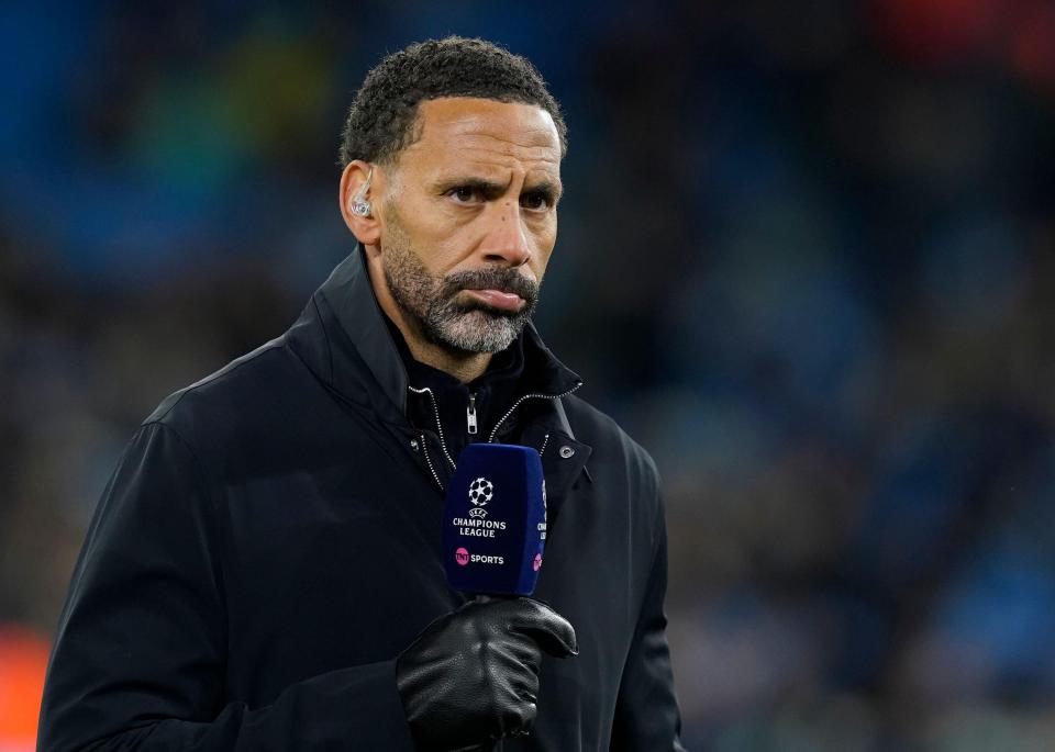 Rio Ferdinand, TNT Sports pundit, at a UEFA Champions League match.