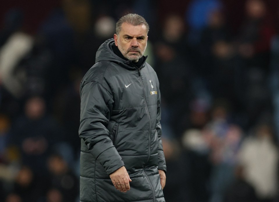 Ange Postecoglou, Tottenham Hotspur manager, at a soccer match.