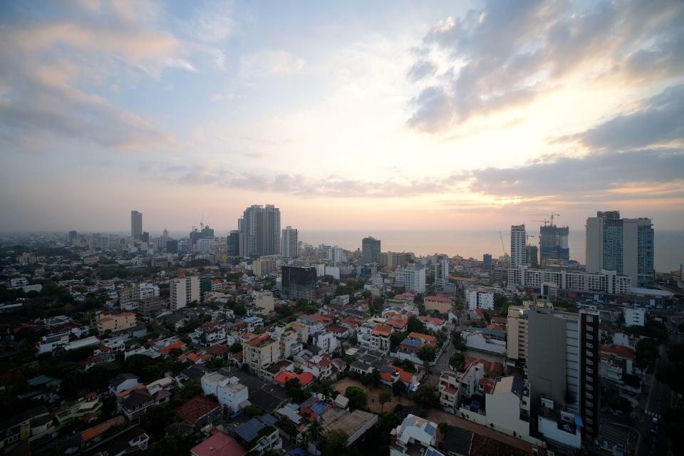 Aerial view of Colombo, Sri Lanka at sunset.