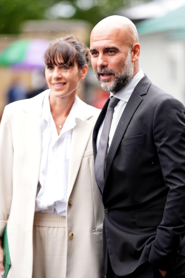 Pep Guardiola and his wife Cristina Serra at Wimbledon.