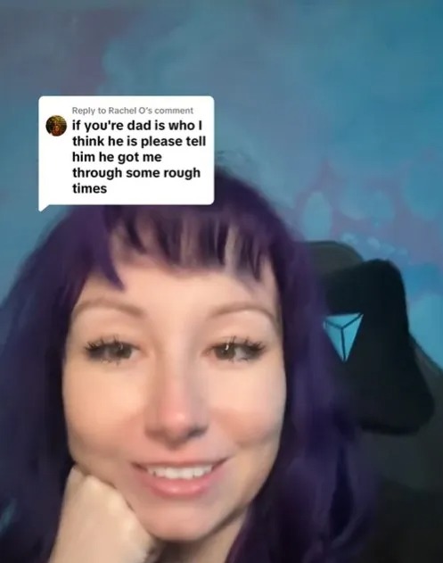 TikTok video of Mollie Evans responding to a comment about her father.