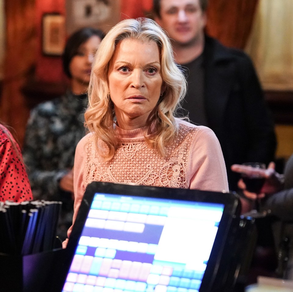 Stacey Slater and Kathy Beale in a pub scene from EastEnders.