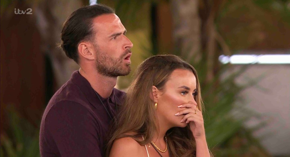 Love Island All Stars: Ekin-Su and Curtis Pritchard during the "To Be Honest" game.