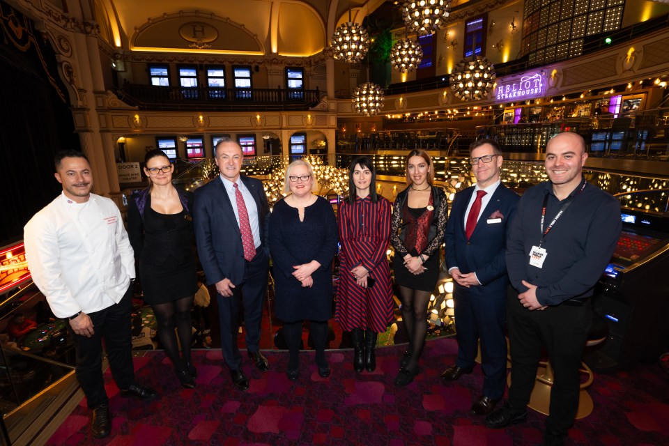 Group photo of eight people at the Hippodrome.