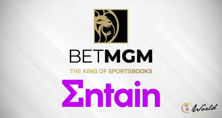 BetMGM and Entain logos.  BetMGM is described as "The King of Sportsbooks".