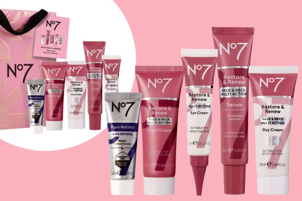 No7 Restore &amp; Renew skincare collection.