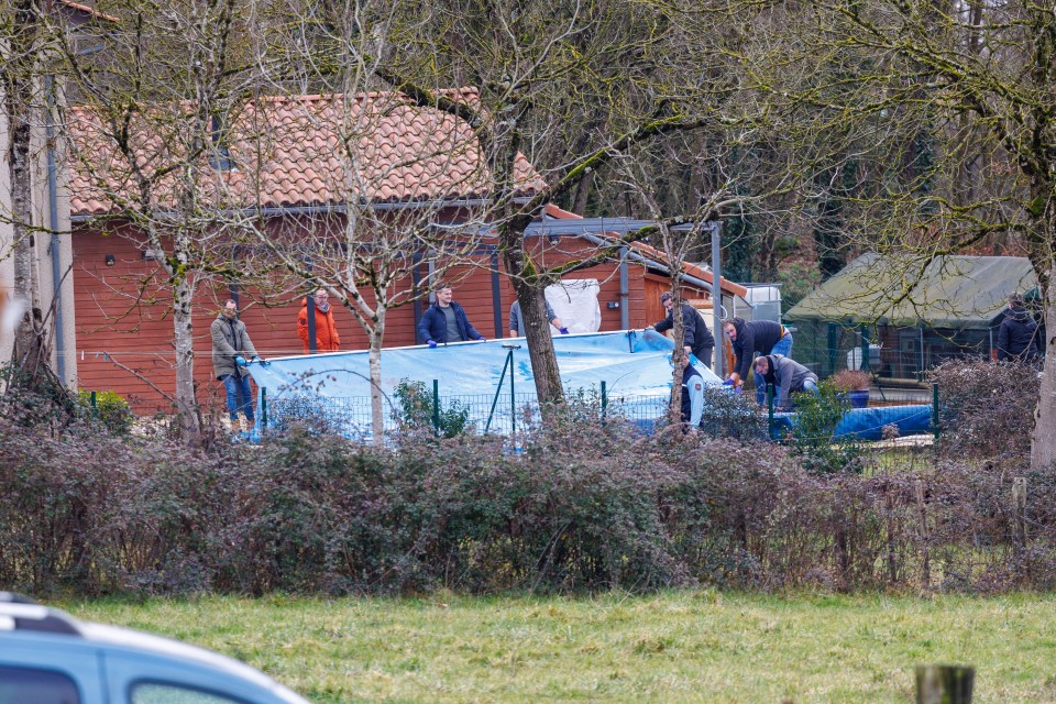 Pic Doug Seeburg - The village of Pesquires where the bodies of Andrew and Dawn Searle, who were in their 60s, were discovered on Thursday afternoon inear Villefranche-de-Rouergue in France. ..Police search the pool of the couples home.