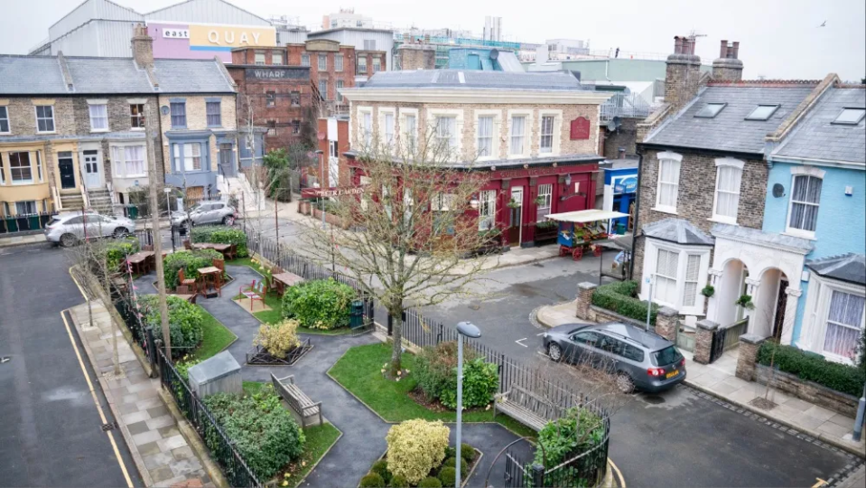 Aerial view of the EastEnders set.