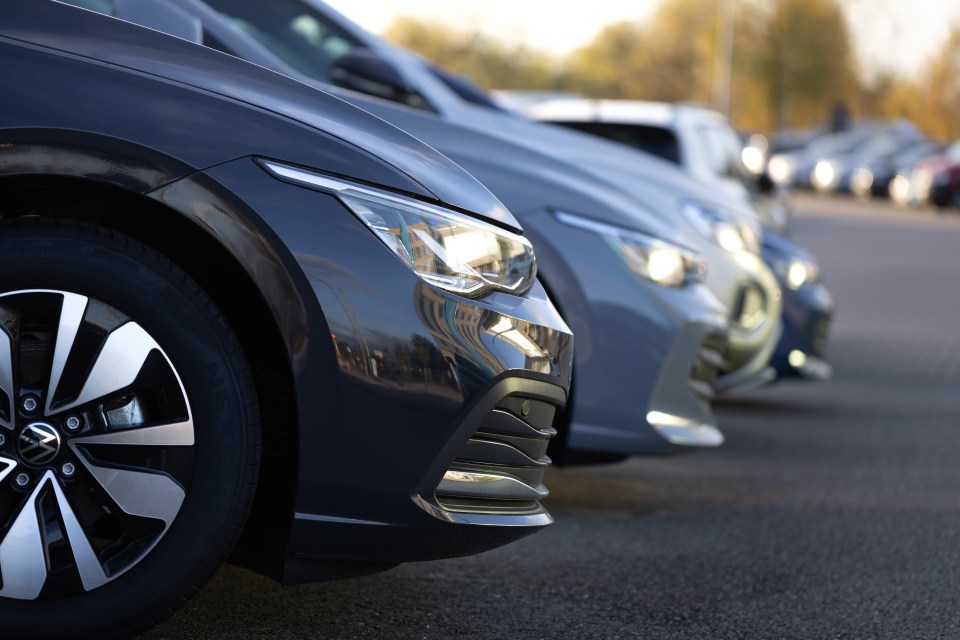 Row of used cars at a dealership in Hamburg.