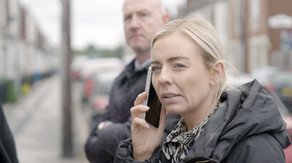 Landscape shot of Detective Constable Sophie Taylor (foreground) and Detective Constable Simon Holmes (background). Both are main investigating officers for this episode.