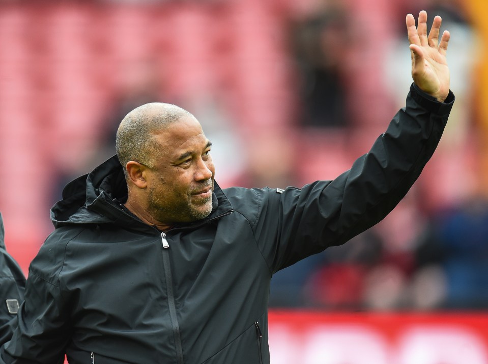 John Barnes waving at Anfield.