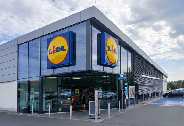 Lidl supermarket entrance.