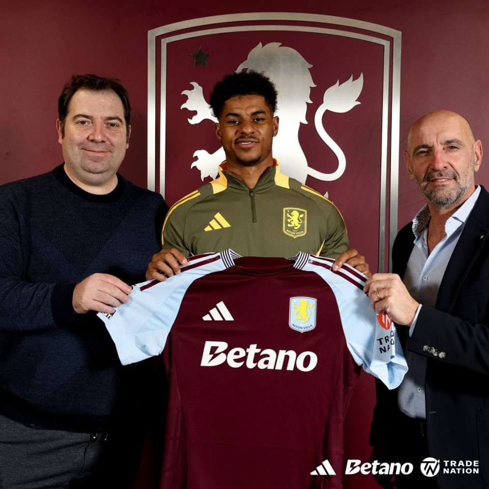 Marcus Rashford's Aston Villa loan signing announcement.