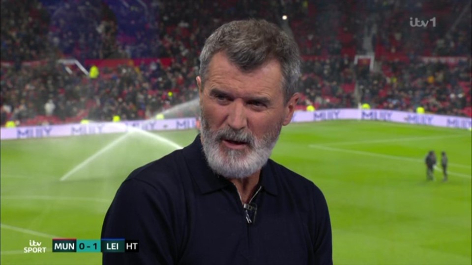 Roy Keane giving a post-match interview.