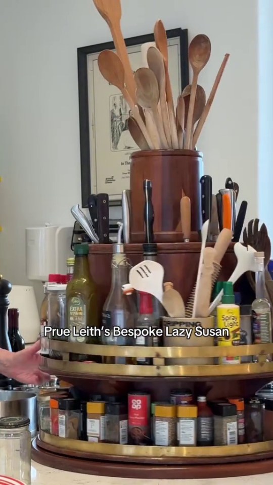 Prue Leith's bespoke lazy Susan spice rack.