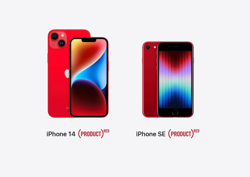 Red iPhone 14 and iPhone SE (PRODUCT)RED.